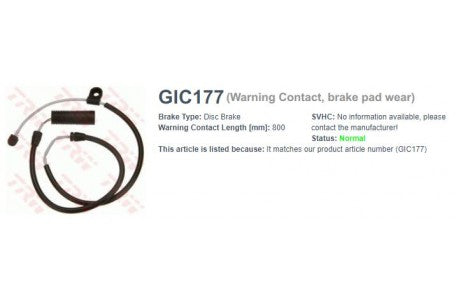 Wire-Sensor, TRW, 34 35 1 165 579, GIC177, BMW (077659)