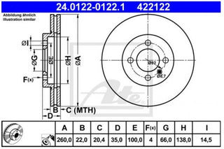 Rotor Disc, ATE, 34111154749, 24.0122-0122.1, BMW (078271)
