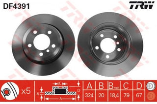 Rotor Disc Df, TRW, 34 21 6 864 045, 4391, BMW (075783)