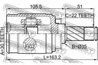 CV-Joint, FEBEST, 95228685, 1011-T300RH, เชฟโรเลต (GM) (078742)