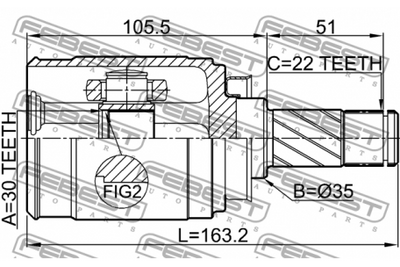 FEBEST CV Joint 95228685 1011-T300RH CHEVROLET (GM)