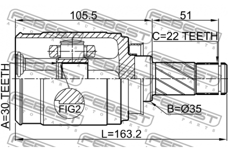 CV-Joint, FEBEST, 95228685, 1011-T300RH, เชฟโรเลต (GM) (078742)