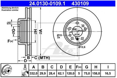 Rotor Disc, ATE, 34 11 6 859 679, 24.0130-0109.1, BMW (073732)