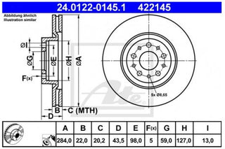 Rotor Disc, ATE, 6 069 9518, 24.0122-0145.1, ALFA ROMEO (065078)