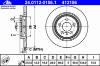 จานโรเตอร์, ATE, 4246P3, 24.0112-0156.1, CITROEN (060718)