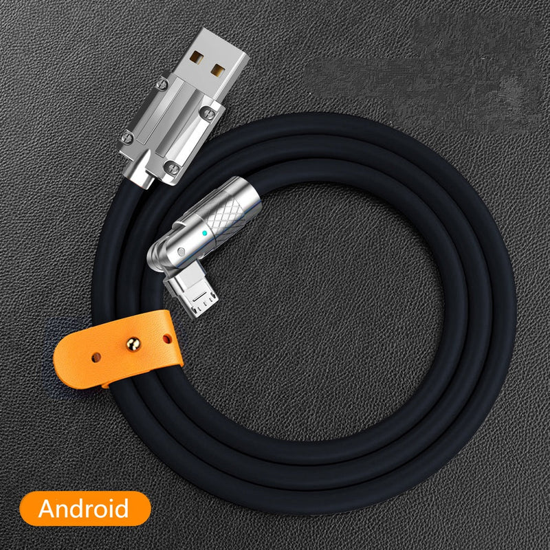 120W 6A 180° Rotating Super Fast Charge Cable Mobile Game Type C Charger Liquid Silicone Cable For iPhone Xiaomi 1.2m 1.8m